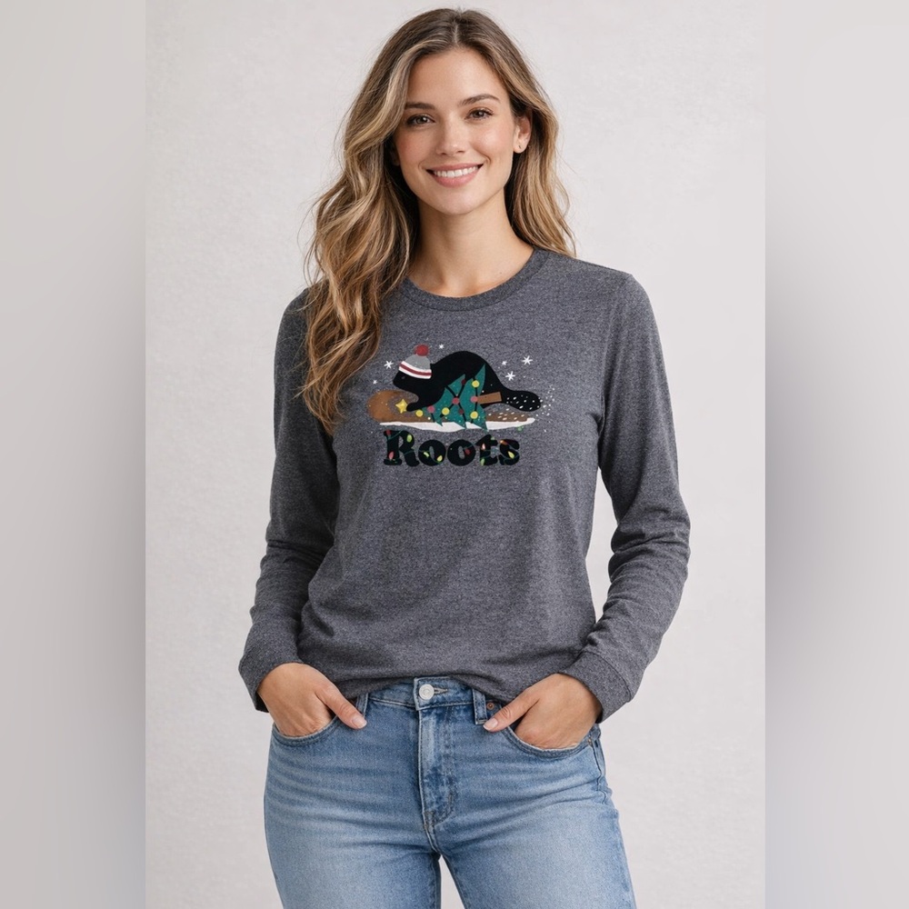 Roots Limited Edition Holiday Gray Cozy Sweatshirt